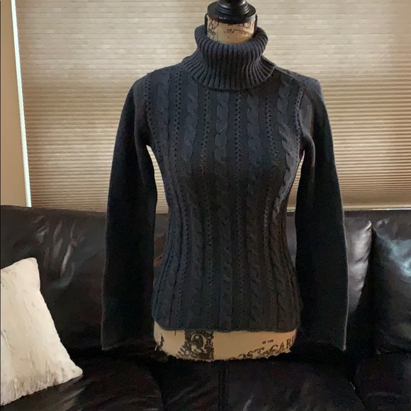 Calvin Klein Tops - CALVIN KLEIN Navy Blue Cable Knit Turtleneck top